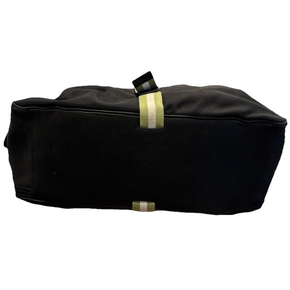Vintage Cole Haan Black Leather Green White Strap Travel Overnight Gym‎ Bag - Picture 6 of 10